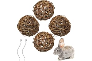 EPISKEY 4 PCS Natural Willow Branch Ball for Small Animals, Rabbit Chew Toys Guinea Pig Boredom Breaker Activity Toy Bird Chew Toy for Rabbits Chinchilla Hamsters Gerbils Guinea Pigs Parrot Bird (10CM)