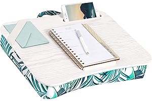 LapGear Designerskie biurko na kolana z uchwytem na telefon i półką na urządzenie - tropikalne liście palmowe - pasuje do laptopów o przekątnej ekranu do 15,6 cala - styl nr 45427