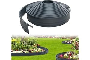 UISEBRT Flexible Rasenkante Kunststoff 15m - Beetumrandung mit runden Oberkante Beeteinfassung - Verhindert Wurzelausbreitung - Stabile Beetbegrenzung, 9,6 cm x 15m, Anthrazit