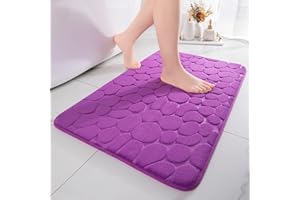 chakme Tappetino da bagno in memory foam, assorbente, per bagno, doccia, bagno, bagno, doccia, antiscivolo, per bagno, soggiorno, 43 x 61 cm, viola