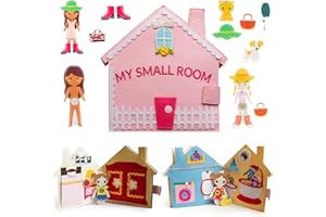 MEQBEM Pantaworlds il Quiet Book progettato in Italia educativo in feltro - Libro montessori interattivo Giochi montessori Giochi bambini 1 anno Giochi montessori 1 anno Giochi montessori 2 anni Casa bambole