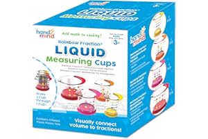 ETA HAND2MIND Learning Resources Verres doseurs Rainbow Fraction, jeu de 4 verres doseurs pour enfants, qualité alimentaire allant au lave-vaisselle, avec base anti-renversement et bec verseur, à partir de 3 ans