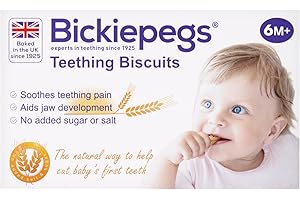 Bickiepegs Teething Biscuits 6-36 Months, 9 Biscuits, Natural Teething Remedies for Teething Relief, Dairy-Free Teething Rusks for Babies and Toddlers (1Pack)