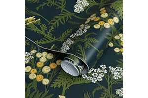 Fiula 41cm x 3m Papel Pared Flores Papel Pintado Autoadhesivo Papel Adhesivo para Decorar Muebles Papel Pintado Pared Dorado Papel Pintado Pared Vinilo Adhesivo Muebles Azul Oscuro Impermeable