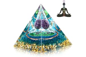 RUNEAY Crystal Pyramid,Orgone Pyramid Amethyste Crystals Ogan Reiki Chakra Crushed Stone Meditation Orgone Chakra Crafts Home Office Decor Ornaments(Green,6cm)