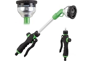 Relaxdays Dysza do podlewania Premium, deszczownica ogrodowa 1/2 cala, 9 funkcji spryskiwania, obsługa jedną ręką, długość 44 cm, zielono-czarna