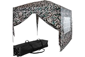 INSTENT Pavillon 3 x 3 m Basic wasserdicht UV Schutz 50+, Woodland mit 2 Seitenteilen