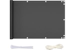 Redfire Balkonumspannungen 150x250cm,Wetterfester Sichtschutz für Balkon Ohne Bohren Schnell zu Trocknen Sichtschutz am Balkon mit Ösen Nylon Kabelbinder und Kordel für Balkon,Dunkelgrau