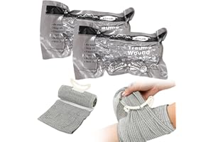 NUOOO 6" Israeli Style Emergency Bandage Vacuum Sterile Compression Bandages Trauma Wound Dressing Tourniquet for Emergency First Aid Battle Wound Care Self-Rescue 2 Pack