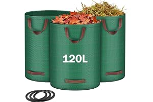 ANOMM 3-pack 120 L trädgårdsavfallspåsar, återanvändbara trädgårdssäckar med handtag