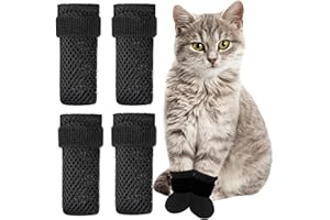 DEILONIE 4 PCS Socks for Cats Paws,Anti Scratch Cat Boots, Cat Paw Cover Cat Anti-Slip Sock Shoes, Dog Boots for Injured Paws Waterproof, Dog Bandages for Paws Cutting Dog Paw Protectors