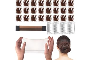 ALAHUGYEF 24 Hair Nets for Buns, Ballet Hair Net for Girls, Hair Ballet Bun Net, Invisible Hairnets for Bun Hair Nets, Elastic Edge Mesh Hair Bun Net for Ballet Dancer Women, with 50 U Hair Pins, 1 Hair Tie