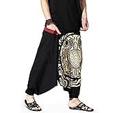The Veshti Company Printed Harem Pants for Men's Cotton Hippie Style Baggy Boho Yoga Pajama Pant with Pocket