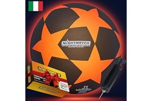 NIGHTMATCH Impermeabile Pallone da Calcio Luminoso - Divertimento Notturn - Pallone da Calcio Taglia 5 con Pompa e 6 Batterie Extra - Ideale per Grandi e Piccini - 2 LED Attivati con Sensore