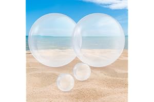 ONRAGT Wasserball Aufblasbar Transparent, 2 Stück 16-Zoll und 2 Stück 5-Zoll Aufblasbarer Ball, Schwimmball Transparente Wasserbälle, Beach Ball für Sommer Strand Schwimmbad im Freien Partyzubehör