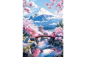 EOBROMD Mont Fuji Diamond Painting Adulte Enfant, 5D DIY Broderie Diamant Kit Complet Paysage, Peinture Diamant Artisanat Strass Point de Croix Painting pour Adultes, Décoration Intérieur 30x40 cm
