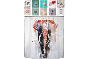 ‎ARTENEUR arteneur® - Bunter Elefant Rot - Anti-Schimmel Duschvorhang 180x200 - Recycelt mit Öko-Tex Standard 100 - Beschwerter Saum, Blickdicht, Wasserdicht, Waschbar, 12 Ringe & E-Book