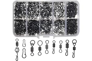 SHADDOCK 150pcs/boîte émerillons pivotants noirs mats pour la pêche de la carpe attaches rapides avec boîte de matériel pour la pêche de la carpe, la pêche au gros, en mer