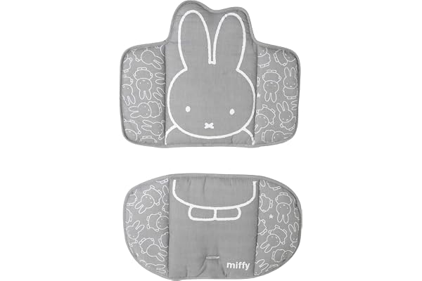 roba Coussin de Chaise Haute miffy® en 2 Pièces - Imperméable et sans Phtalates - Réducteur de Siège Confortable - dès 6 Mois - Imprimé Lapin - Blanc / Gris