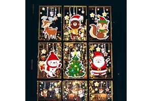 APKOL Vetrofanie Natalizie, Adesivi Natalizi per Finestre, Decorazioni Natalizie, Addobbi Natalizi, Addobbi Natalizi per la Casa, Vetrofanie Natale in PVC, Adesivi Vetro Natale Finestre