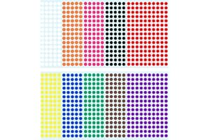 DAIUNI 1500 sztuk 10 mm kolorowe naklejki etykiety, okrągłe naklejki, 10 kolorów