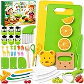 SaiXuan Montessori Children's Kitchen Set 31 Pieces with Safe Knives, Cutting Boards, Fruit Cutters and Cookie Molds, Educati