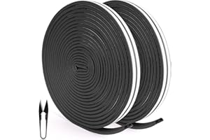 RATEL Guarnizioni Finestre Porta 30m/ 98.4ft, Guarnizione Finestra Autoadesivo Striscia in Gomma Bordo Protettore Striscia D-Tipo Nastro per Antivento Insonorizzato Anti-zanzara con 1 forbice, Nero