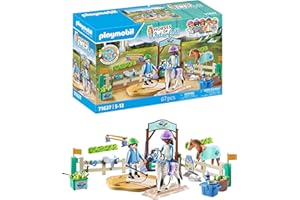 Playmobil 71637 Ecole d'équitation - Horses of Waterfall - Comprenant Un Plateau tournant, Un Cheval et des Accessoires d'équitation variés - Dès 5 Ans