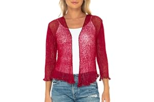 SHU-SHI - Cardigan/Coprispalle Trasparente - Effetto a Maglia - Donna