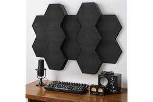 ‎KUCHOOW Akustikschaumstoff, 6x4cm & 6x7cm Dicke, 12 Stück Hexagon Akustikplatten für Tonstudio, Musikstudio, Büro, Gaming Zimmer, Akustikpaneele Schwarz, Wand, Tür, Decke Schallabsorber, Ø30cm
