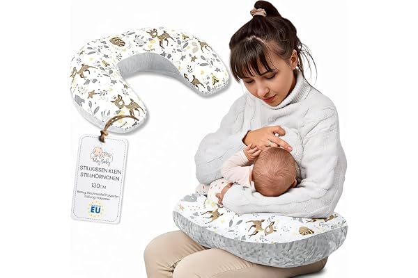 Totsy Baby Coussin Allaitement et Grossesse 130 cm- Coussins d'allaitement Bebe et Oreiller de maternité pour Femme Enceinte Minky Petit oreillers Maternite Oeko-Tex Cerf Gris