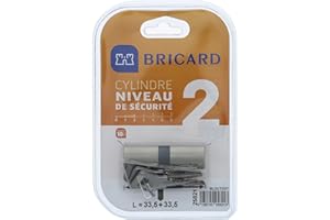 Cylindre BRICARD BLOCTOUT 33,5+33,5 Cylindre monobloc à profil rond, diamètre 21,5mm, niveau de sécurité 2, protection contre le crochetage, 3 clés, pour menuiserie bois