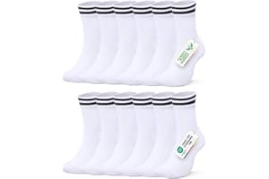 FALARY 6 Paires Chaussettes Homme Femme Chaussettes de Sport Chaussettes de Tennis Chaussettes Running Coton Blanches Noir