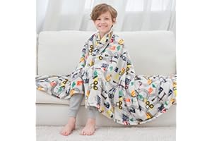 softan Truck Fleece Blanket für Jungen Kinder Fleecedecke für Bett Sofa Couch, LKW Autos Kleinkind Flanell Fleece Decke Geschenk für Jungen Schule Geburtstag, 130x150 cm
