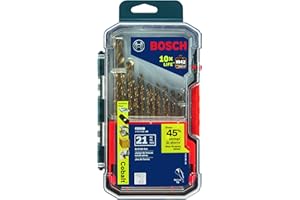 BOSCH, CO21B, Juego surtido de 21 piezas con estuche incluido, broca de metal Cobalt M42 con vástago de tres planos para aplicaciones de perforación en acero inoxidable, hierro fundido, titanio, metal