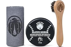 Rhino Wax - Baseball Glove Scrub Kit - Deep Cleans Baseball or Softball Gloves with Powerful Scrubbing Formula - Kit Includes Glove Scrub, Brush, and Microfiber Cloth in a Conveniet Canvas Bag, 53726