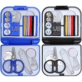 TMZELOA Sewing Kit 2 Pieces Mini Set Sewing Portable Small Compact Travel Sewing Kit with Needles, Threads, Scissors, Buttons