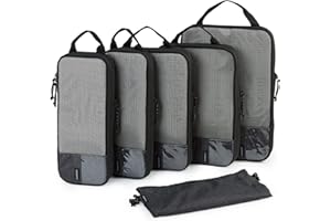 BAGSMART 2/4/6-Piece Compression Packing Cubes Set for Suitcases Backpack, Travel Organisers Bags for Luggage, Holiday Travel Essentials Accessories, Black