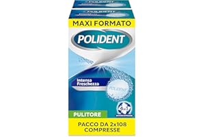 Polident Intensa Freschezza, Pulitore quotidiano per Protesi Dentale con Agente Antibatterico, pacco da 2x108 Compresse