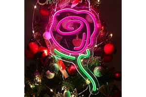 Eufrozy Dimmable Rose Neon Sign, LED Flower Neon Light Acrylic Plate Powered by USB with Switch, 36 * 22cm Rose Pink Wall Neon Light for Valentines Day Wedding Girls Bedroom Party Decoration