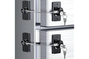 WILBEVA 2 Pack Refrigerator Locks with Keys for Kids, Toddlers and Adults, Self Adhesive Child & Baby Proofing Fridge Latch for Fridge, Cabinets and Drawers, Oven, Windows (UK-Patent) (2 Pack Black)