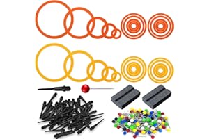 CISHOW 30 Pcs Dart Practice Rings, 15/20/30/50/65mm, Felt Dart Training Rings, Practice Rings Kit, Darts Accessories for Bbeginners Training, 50 Black Softdart Tips,50 Coloured Pins,2 Dart Sharpening Stones