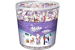 MILKA - Père Noël au Chocolat au Lait - Idée Cadeau Noël - Chocolat Enfant à Partager ou à Offrir - 1 Pot de 175 Mini Père Noël soit 1,54 kg