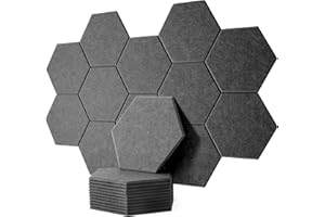 Rdutuok 12 Stück Akustik Panel,30x26x1cm Hexagon Akustik Absorber Schallschutzplatten Akustikpaneele Wand für Tonstudio, Büro,Studio und Wanddekoration（Dunkelgrau）