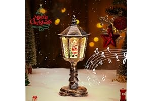 Auniq Weihnachts Schneekugel Laterne mit Musik, Schneelaterne Weihnachtskerze Vintage Weihnachten Wasser glitzernde Verschneiter Globus Nachtlicht, USB und batteriebetrieben Schneekugel Dekoration