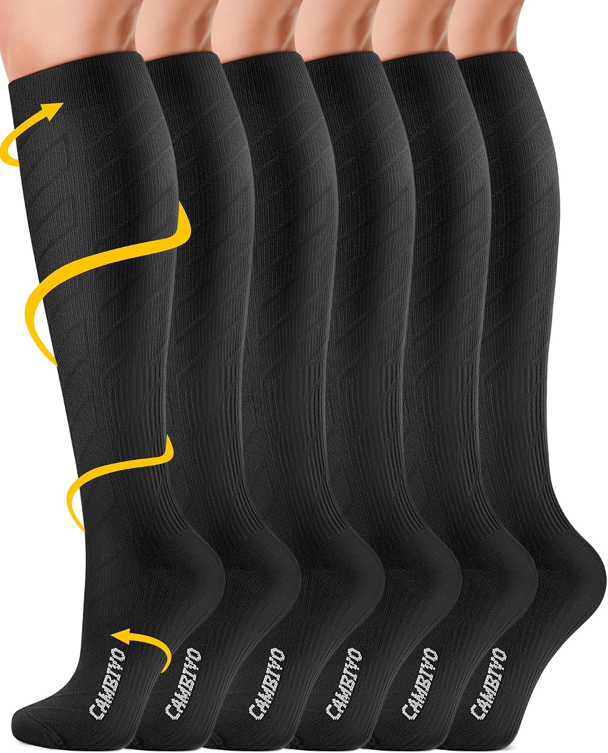 CAMBIVO Bas de Contention Femme et Homme 3Paires, Chaussettes de Compression 20-30mmHg, Chaussettes Hautes Montantes pour Circulation Sanguine, Course a Pied, Voyage Avion, Sport, Running, Infirmiere
