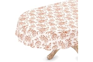 ANRO Nappe de table en toile cirée, lavable, ovale, bord coupé, beige Mila, facile d'entretien, 140 x 200 cm