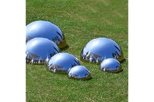 Obelunrp Pare di Guardia, Sfere vuote a Specchio in Acciaio Inossidabile da 6 Pezzi, emisfero a Guardia Senza Cuciture all'aperto, mezzafera Riflettente del Paesaggio da Giardino per Decorazione del