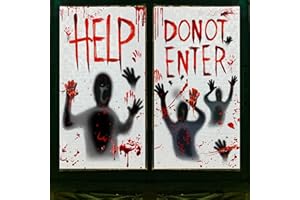 KEYIDO Halloween Window Decorations Large PVC Halloween Poster with Bloody Hands and Realistic Shadows Scary Halloween Window Decor Decals for Halloween Party Decorations 2 Pack