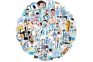 LYUNMU Messi - Set di 50 adesivi per giocatori di calcio, per auto, laptop, skateboard, bicicletta, ciclomotore, moto, computer, adatto per adulti e bambini